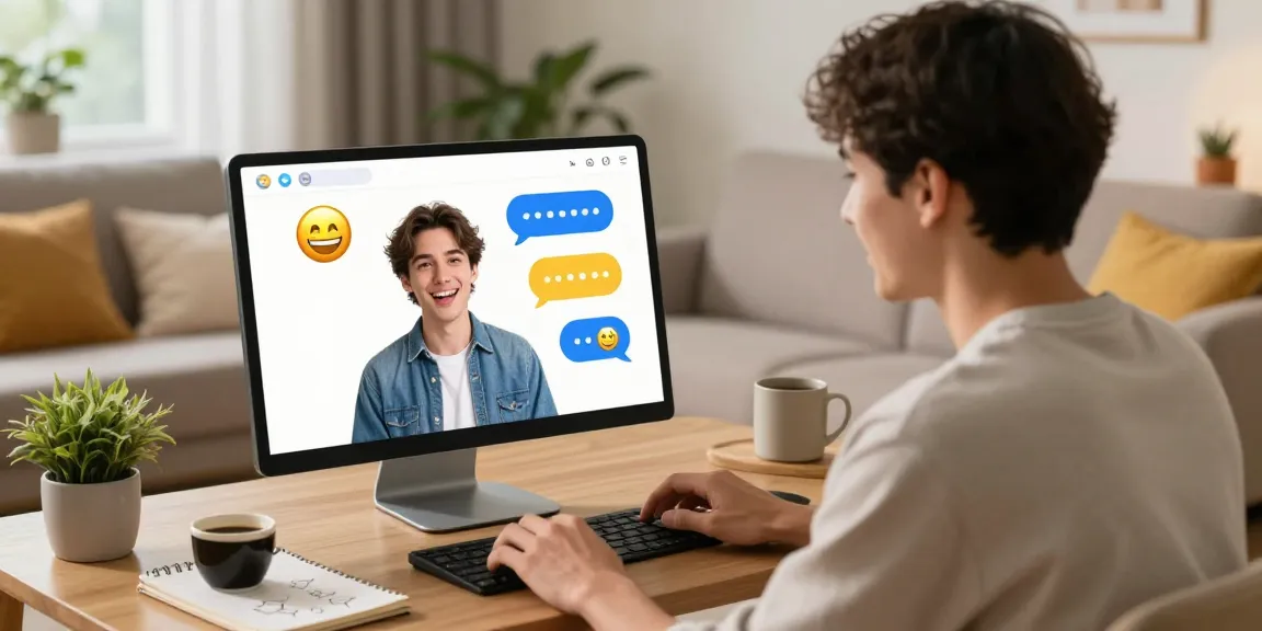 Engaging spicy chat interaction on a modern digital device in a cozy living room.